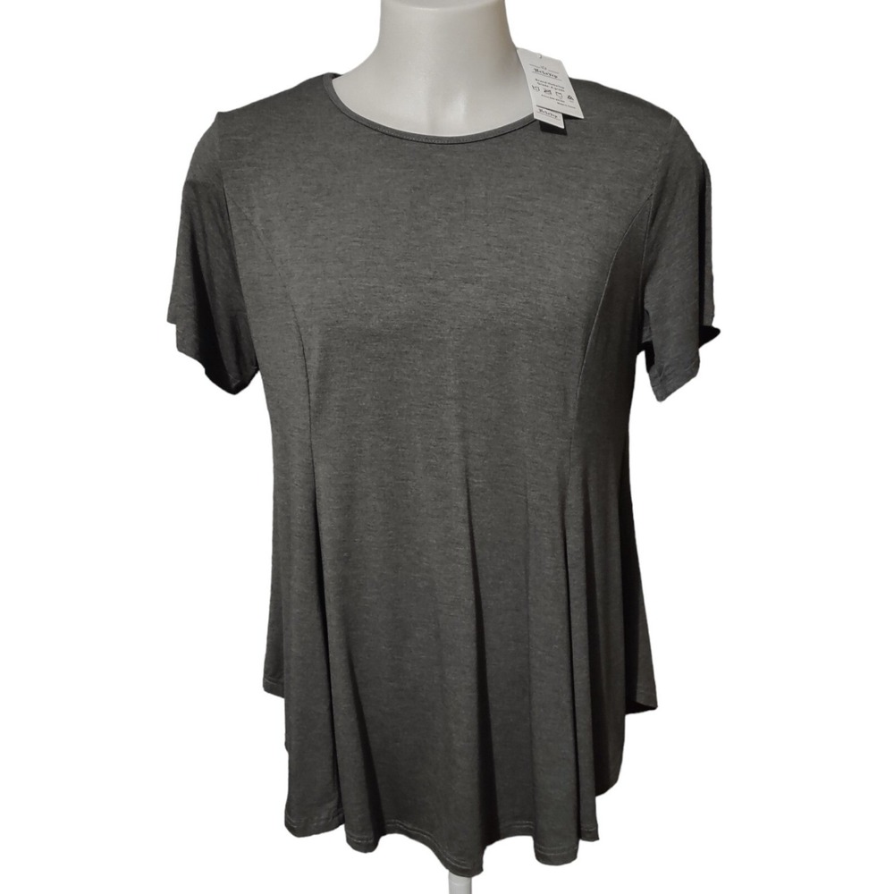 HeSaYep Tunic Top XXL Women Cozy Core Gray Short Sleeve Relaxed Fit Flared Swing